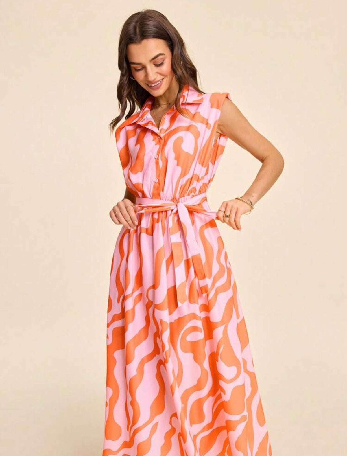 Coralie Pink & Orange Maxi Dress