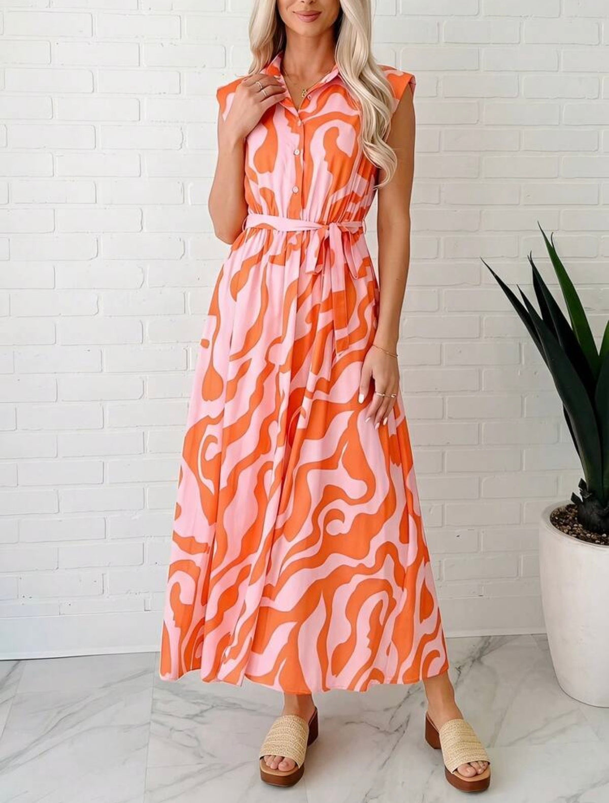 Coralie Pink & Orange Maxi Dress