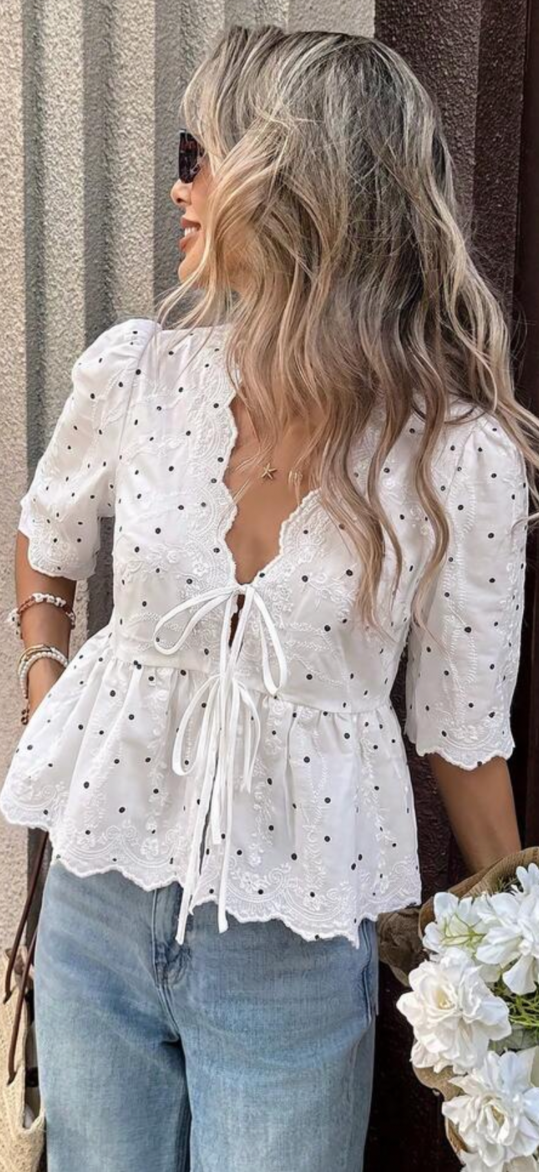 Maya lace-up peplum top – Kleur & Co.