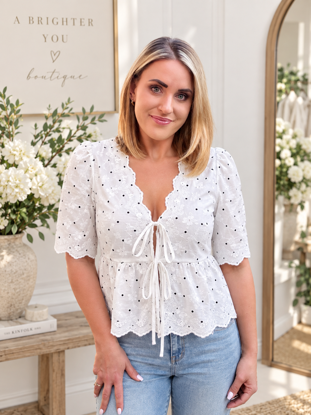 Maya Lace-Up Peplum Top