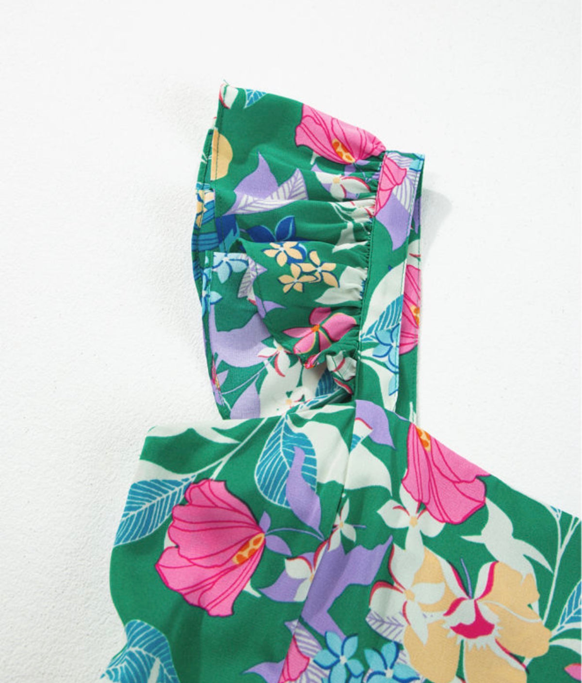Azalea Floral Maxi Dress ruffle shoulder detail