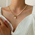 Camille baroque pearl necklace styled on model