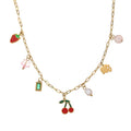 Cerise charm necklace with cherry and playful charms