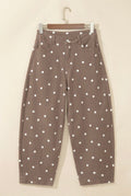 Cocoa brown polka dot barrel jean front