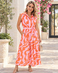 Coralie pink and orange belted maxi dress