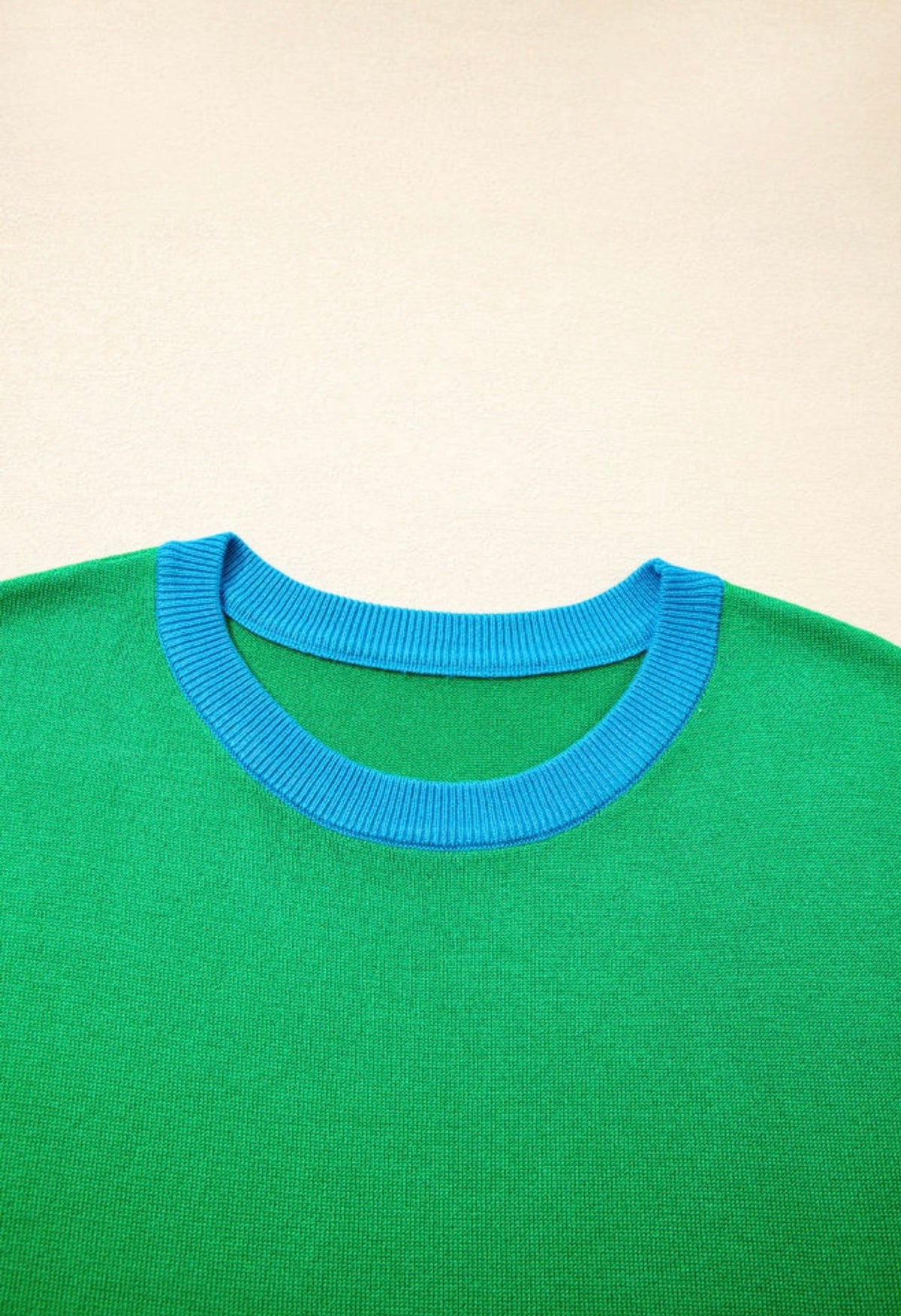 Ivy Contrast Knit Top blue contrast neckline detail