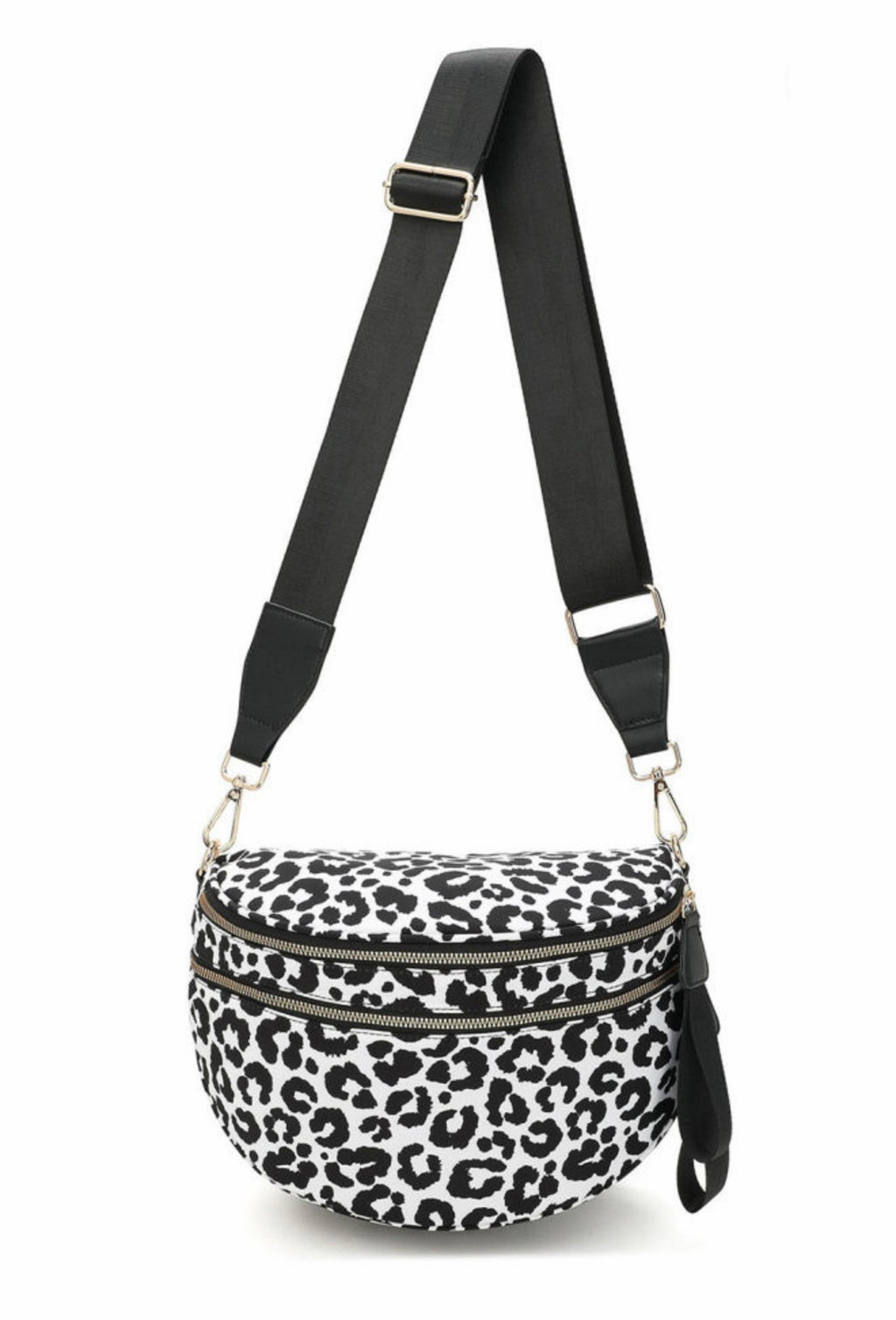 Mila Black Leopard Crossbody Bag front view