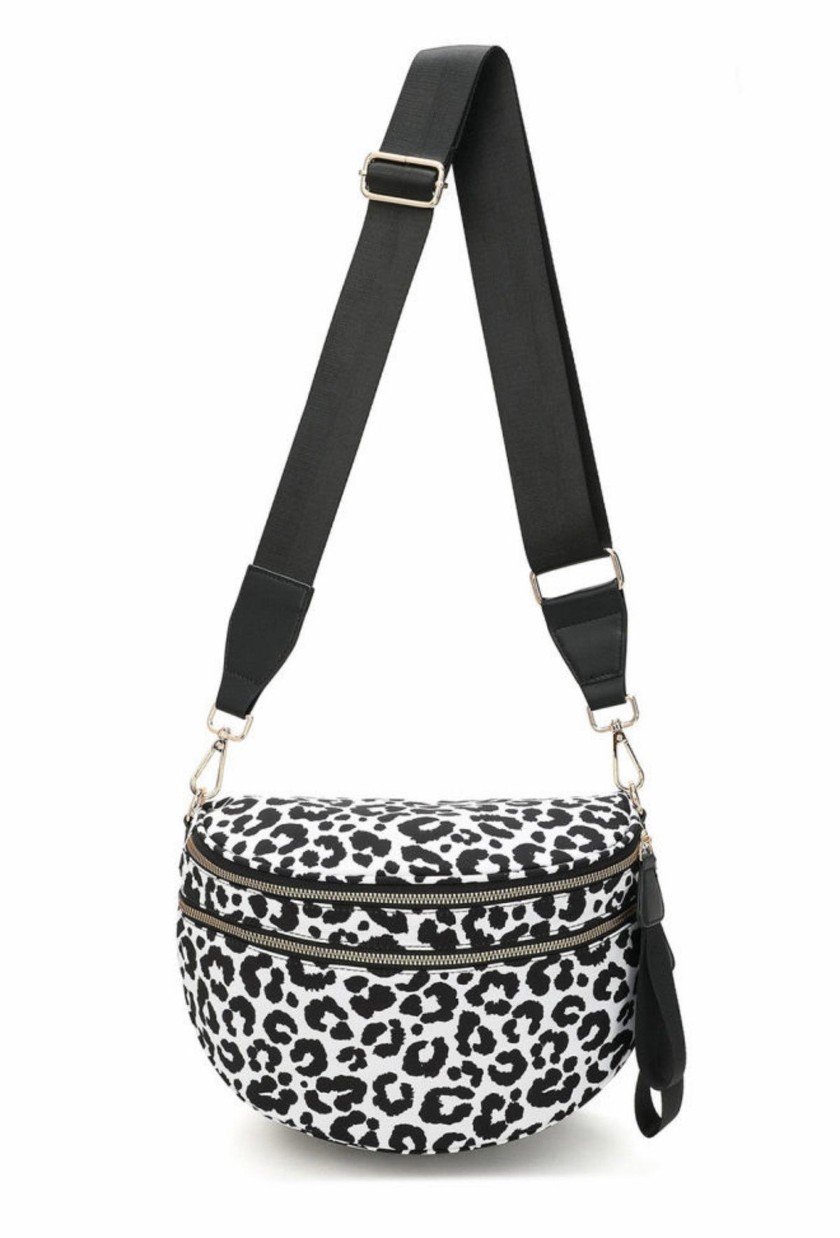 Mila Black Leopard Crossbody Bag front view