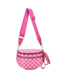 Mila Checkered Crossbody Bag in pink checker print