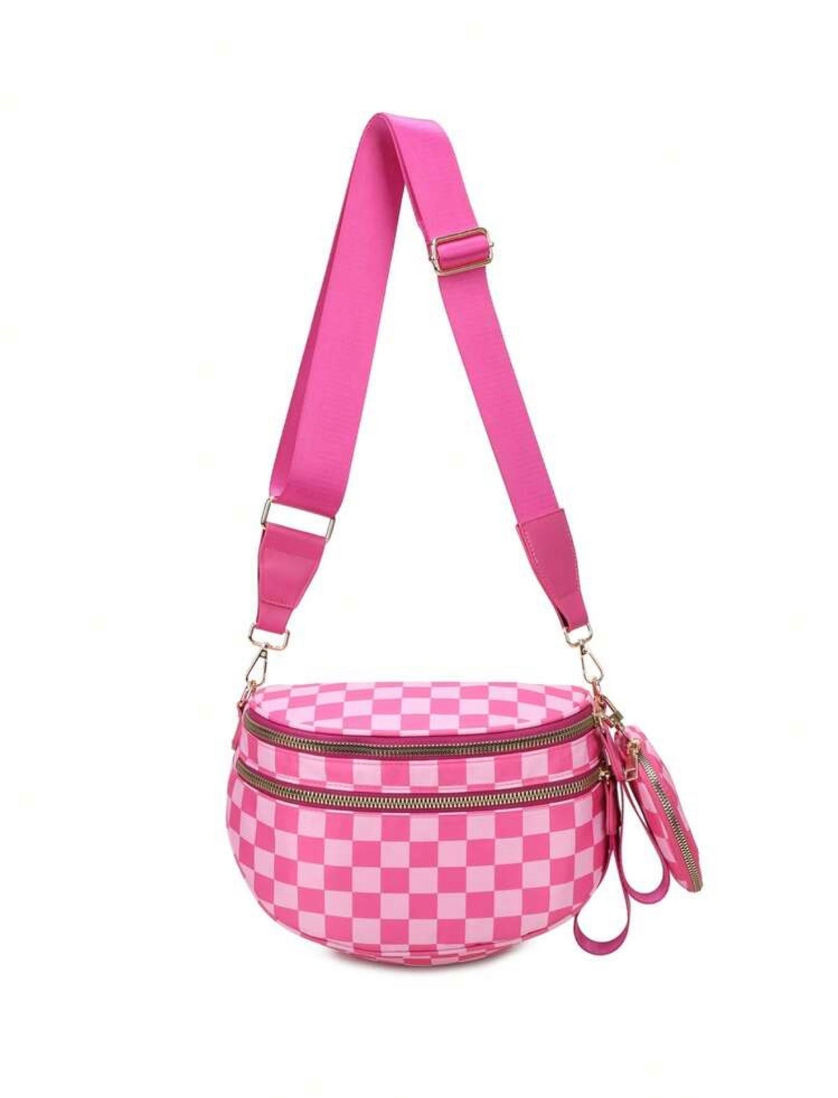 Mila Checkered Crossbody Bag in pink checker print